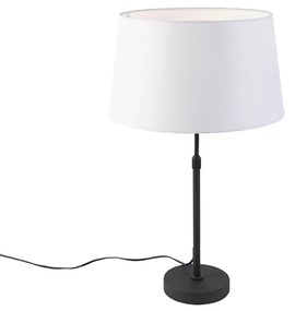 Tafellamp zwart met linnen kap wit 35 cm verstelbaar - Parte Modern E27 cilinder / rond rond Binnenverlichting Lamp