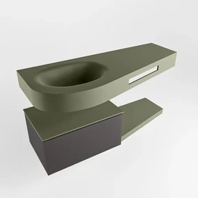 Mondiaz Riva badmeubel 120cm Dark Grey met 1 lade en wastafel links 0 kraangaten Army
