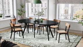 EXPANSO Czarny Mat/zwarte poten - GROTE RONDE TAFEL Ø110 UITBREIDBAAR TOT 310 cm met Y-POTEN LOFT/INDUSTRIAL