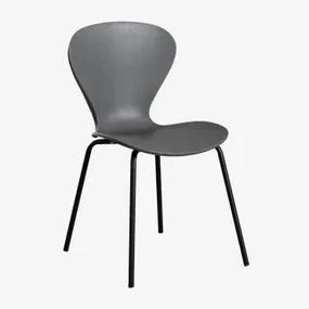 Set Van 2 Stapelbare Eetkamerstoelen Uit Donkergrijs & Zwart - Sklum