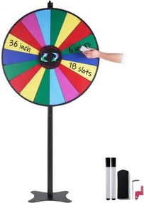 VEVOR 91 cm Rad van Fortuin met 18 vakjes, roulettewiel met whiteboard en 2 stiften, om op tafel of op de vloer te plaatsen voor kansspelen op feestjes, in de bar, etc.