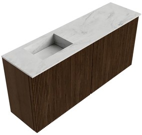 Mondiaz Joya DLux 90cm toiletmeubel walnut met wastafel faye links 1 kraangat opalo
