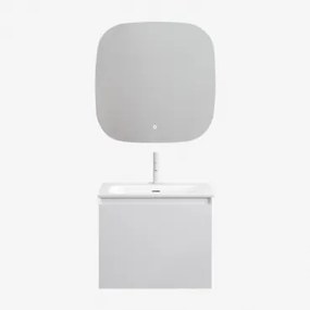 Macrae Houten Badkamermeubelset Met Geïntegreerde Wastafel Wit & Vierkant Led En Anticondens 75x75 Cm Riben & Wit ↑20 - Sklum
