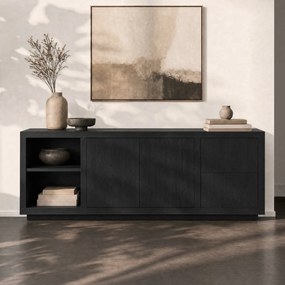 Eleonora Helsinki Modern Dressoir Zwart Hout - 200x47x76cm.