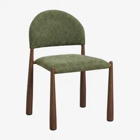 Nagore Gestoffeerde Eetkamerstoel Met Ijzeren Frame Chenille Sage Green - Sklum
