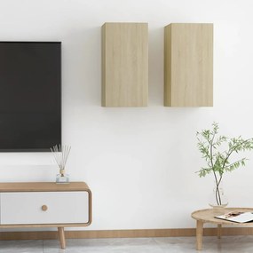 vidaXL Tv-meubelen 2 st 30,5x30x60 cm spaanplaat sonoma eikenkleurig