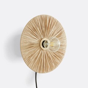 Ronde wandlamp in raffia Ø30 cm, Rafita