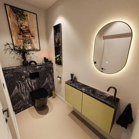 MONDIAZ TURE-DLUX 100cm toiletmeubel Oro. EDEN wastafel Lava positie rechts. Met 1 kraangat. TUREDX100OROR1LAV