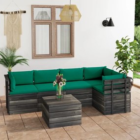 vidaXL 6-delige Loungeset met kussens pallet massief grenenhout