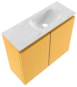 Mondiaz Ture DLux toiletmeubel 60cm ocher met wastafel opalo rechts met kraangat