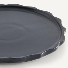 Set van 4 platte borden in geëmailleerd aardewerk, Arigato