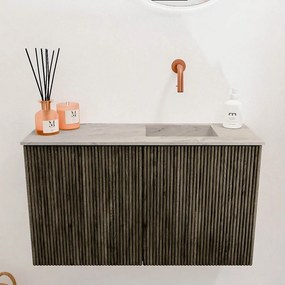 Mondiaz Joya DLux 70cm toiletmeubel shadow met wastafel faye rechts zonder kraangat glace