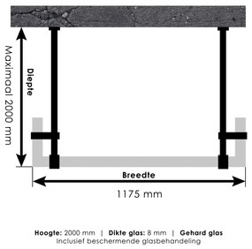 Brauer JC profielloze doorloopdouche 120/50/50cm koper