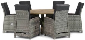 Tuinset Ronde Tuintafel 6 personen 160 cm Wicker Grijs Garden Collections Bello/Sand