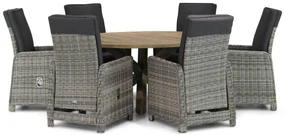 Tuinset Ronde Tuintafel 6 personen 160 cm Wicker Grijs Garden Collections Bello/Sand