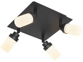 Moderne badkamer Spot / Opbouwspot / Plafondspot zwart 4-lichts IP44 - Japie Modern G9 IP44 vierkant Lamp