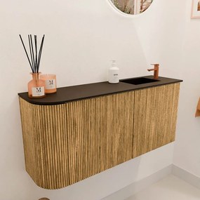 Mondiaz Joya 90cm toiletmeubel ronding links oak met wastafel faye rechts 1 kraangat urban