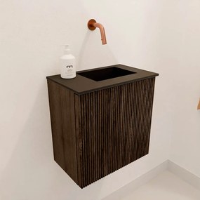 Mondiaz Joya 40cm toiletmeubel walnut met wastafel faye rechts zonder kraangat urban