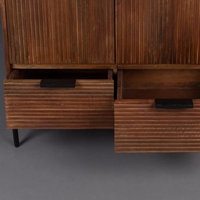 Wandkast Mangohout Met Ribbels - 80x40x115cm.