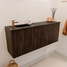 Mondiaz Joya DLux 100cm toiletmeubel walnut met wastafel faye links 1 kraangat lava