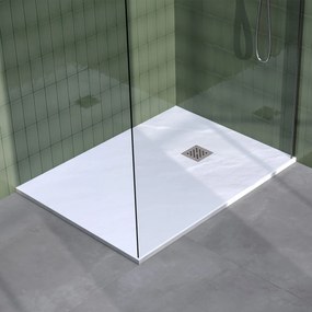 Brauer Asteroid douchevloer 90x120cm mineraalmarmer wit mat