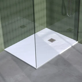 Brauer Asteroid douchevloer 90x120cm mineraalmarmer wit mat