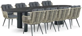 Tuinset 8 personen 300 cm Aluminium/wicker Grijs Coco Custa/Weave