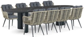 Tuinset 8 personen 300 cm Aluminium/wicker Grijs Coco Custa/Weave