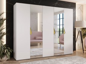 Kledingkast Hartford 626, Wit, Gouden, 202x250x52cm, 173 kg, Kledingkast deuren: Met scharnieren