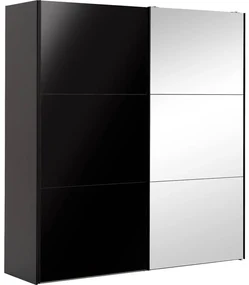 Goossens Kledingkast Easy Storage Sdk, 203 cm breed, 220 cm hoog, 1x 3 paneel glas schuifdeur li en 1x 3 paneel spiegel schuifdeur re