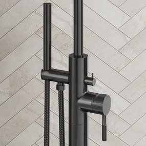 Saniclear Iron Curved vrijstaande badkraan verouderd ijzer - gunmetal