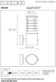 Lucide Solid wandlamp 60W 26x14cm zwart