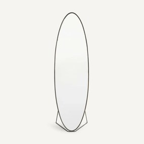 Ovalen spiegel op voet in metaal ijzer, H170cm, Koban