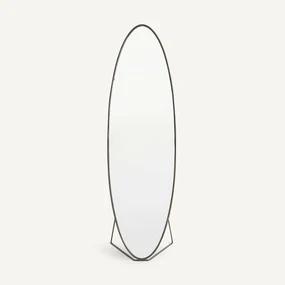 Ovalen spiegel op voet in metaal ijzer, H170cm, Koban