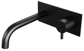 Brauer Black Edition Wastafelmengkraan inbouw - gebogen uitloop links - hendel kort smal - afdekplaat - model B 1 - mat zwart 5-S-004-B5