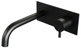 Brauer Black Edition Wastafelmengkraan inbouw - gebogen uitloop links - hendel kort smal - afdekplaat - model B 1 - mat zwart 5-S-004-B5