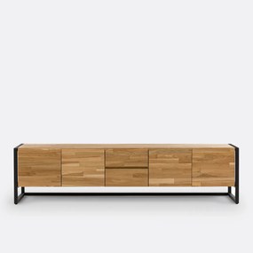 TV/hifi meubel in massief eik en metaal L200 cm, Hiba