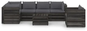 vidaXL 7-delige Loungeset met kussens grijs geïmpregneerd hout