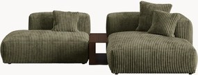 Modulaire hoekbank Martina met bijzettafel met corduroy look