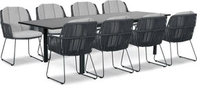 Tuinset 8 personen 200 cm Rope Grijs Domani Furniture Trivento/Tivario