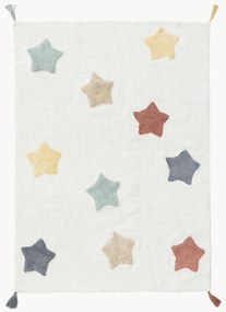 Handgetuft kindervloerkleed Stars van katoen, wasbaar