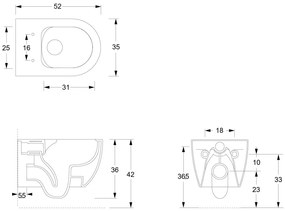 Xenz Gio randloos toilet 52cm met vortexspoeling wit mat