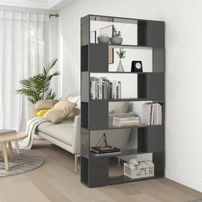 vidaXL Boekenkast/kamerscherm 100x24x188 cm hoogglans grijs