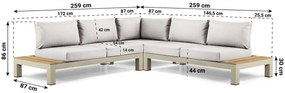 Loungeset 5 personen Aluminium/Teak Taupe Lifestyle Garden Furniture Vittoria