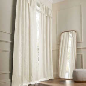 Linnen gevoerd gordijn met strikjes Colin