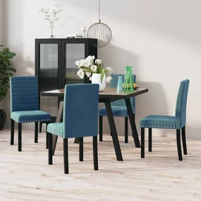 vidaXL Eetkamerstoelen 4 st fluweel blauw