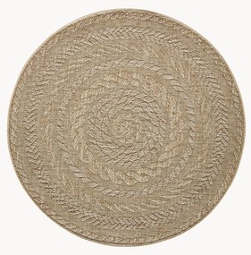 Rond in- & outdoor vloerkleed Almendro in jute look