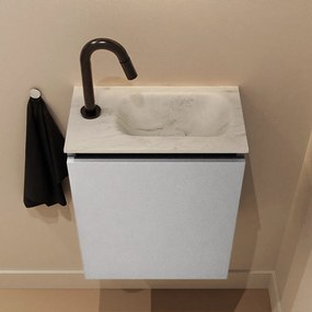 Mondiaz Ture DLux toiletmeubel 40cm plata met wastafel opalo rechts met kraangat