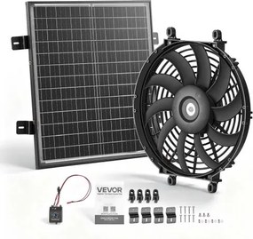 VEVOR Gevelventilator 30,5 cm, zolderventilator op zonne-energie, 2208,7 m³/u, zwart, 3-in-1 ventilatie, koeling en ontvochtiging voor zolders, kassen en werkplaatsen, PP-behuizing, met thermostaat en 50W zonnepaneel