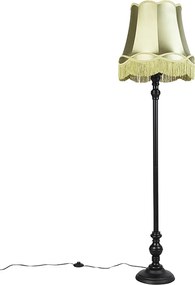 Smart vloerlamp zwart met Granny kap groen incl. Wifi A60 - Classico